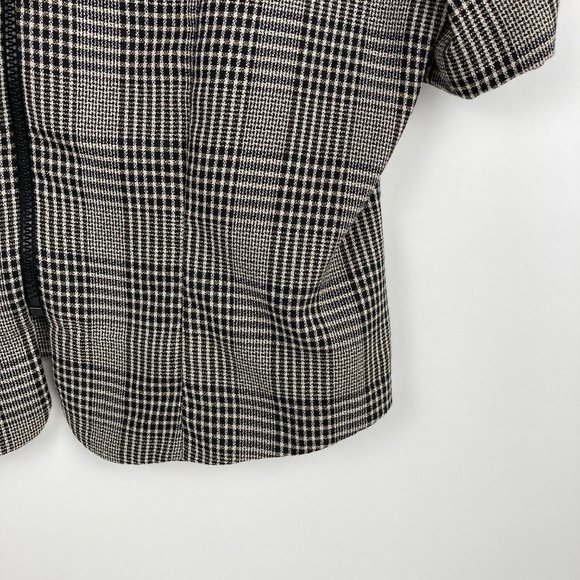 J. W. Treci Plaid Striped Zip Up V-neck Blouse - Picture 2 of 7